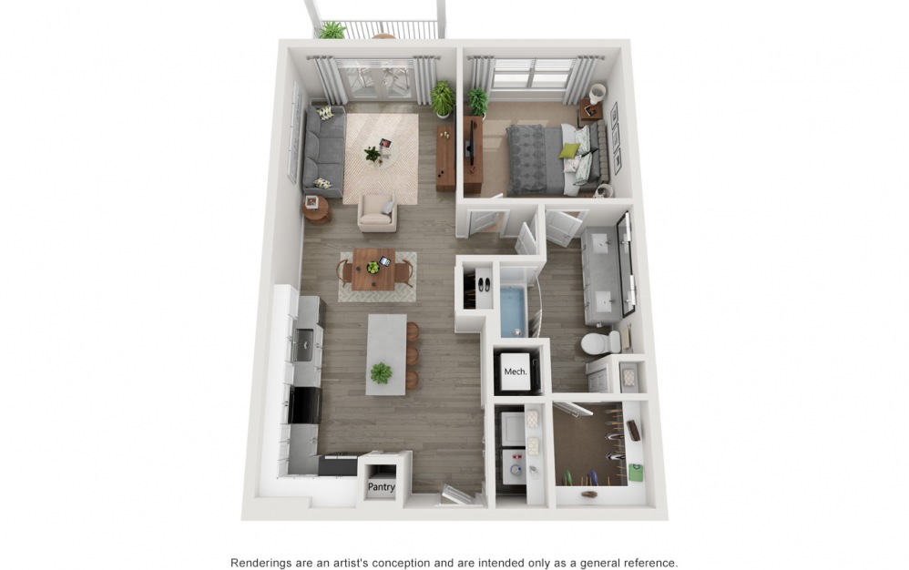 Olive-Affordable 80 - 1 bedroom floorplan layout with 1 bathroom and 800 - 842 square feet